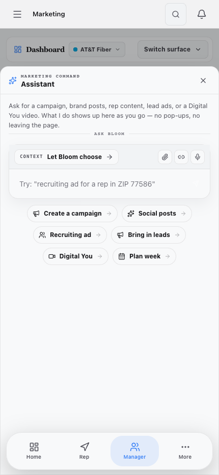 Current Marketing Command Copilot on mobile